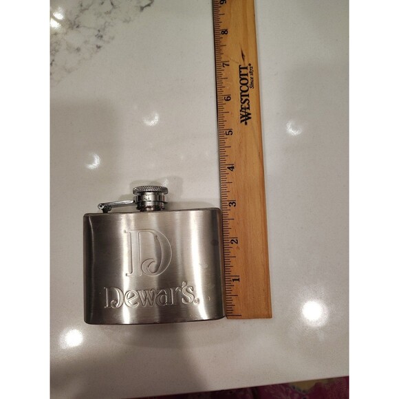 DEWAR'S STAINLESS STEEL 4OZ. SCOTCH WHISKEY Empty FLASK - Picture 10 of 10